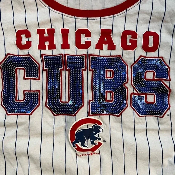 Chicago Cubs Sequin Jersey T-Shirt - Picture 2 of 4